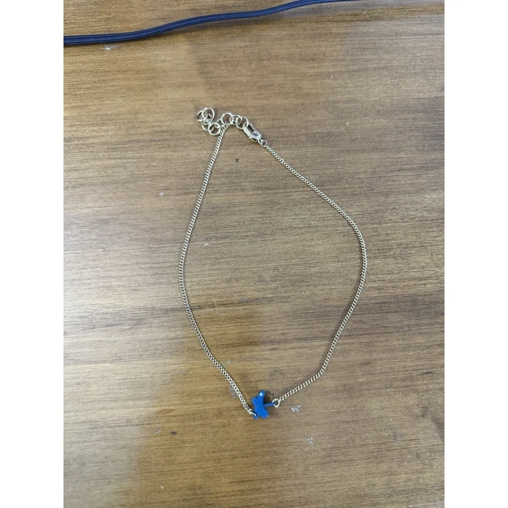 Marc By Marc Jacobs Blue Butterfly Necklace Pendant Insect Enamel Crystal Chain
